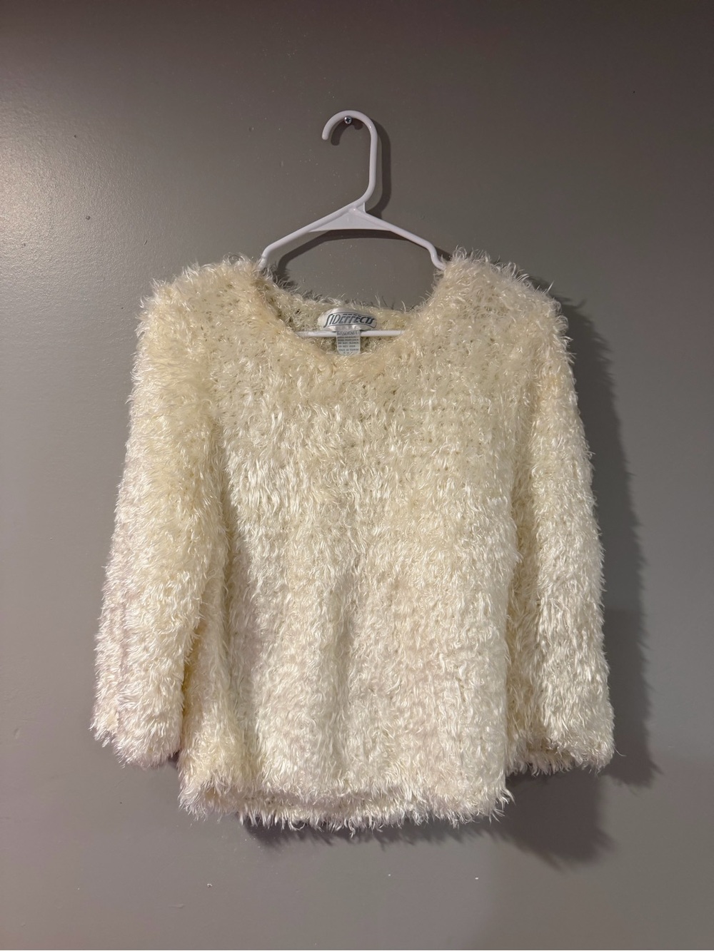 Monteau Cream Fuzzy Turtleneck Pullover Sweater